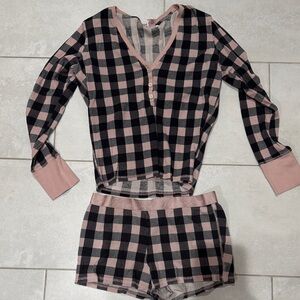 Plaid Women's Sleepwear Set - Pink and Black